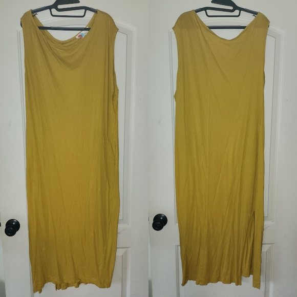 Free People Raquel Midi Dress Teen Spirit Mustard Yellow M Asymmetrical Maxi - Picture 12 of 16
